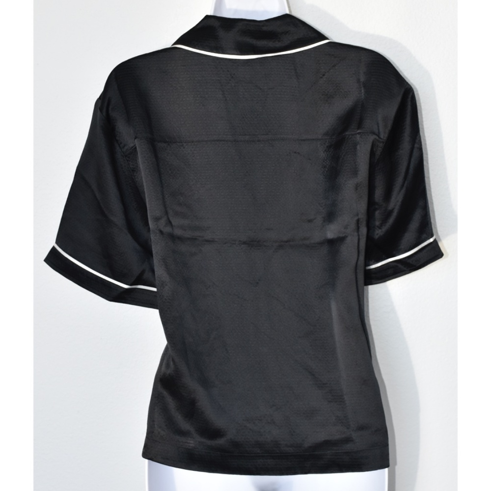 ATM WOMEN NWT HAMMERED SILK S/S CROPPED BLACK BLOUSE. SIZE S - Picture 10 of 14